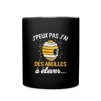 J'peux pas j'ai des abeilles à élever - Mug uni - noir - Devant