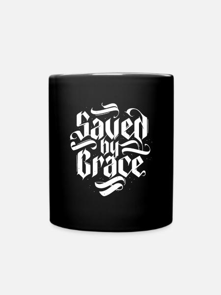 Saved by Grace - Tasse einfarbig - Schwarz