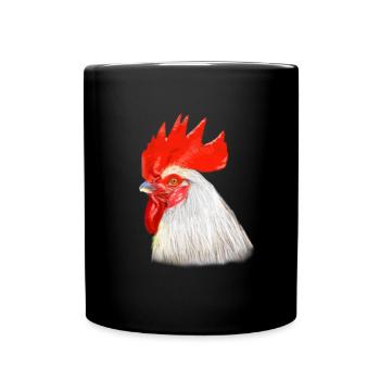 Hahnenkopf Farbenspiel Illustration - Tasse einfarbig - Schwarz - Vorne