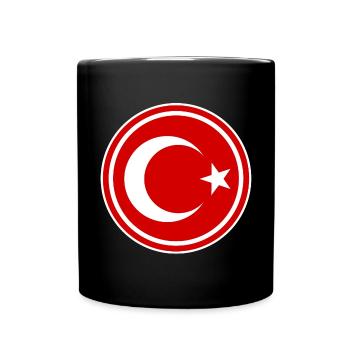 Drapeau de la Turquie rond - Mug uni - noir - Devant