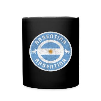 Argentinien Vintage Design mit Flagge / Geschenk - Tasse einfarbig - Schwarz - Vorne