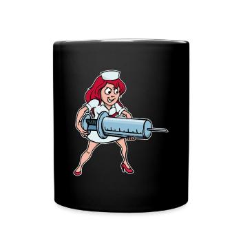 Spritze Impfung Krankenschwester Lustig Medizin - Tasse einfarbig - Schwarz - Vorne