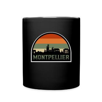 Montpellier Frankreich Skyline Silhouette französische Flagge - Tasse einfarbig - Schwarz - Vorne