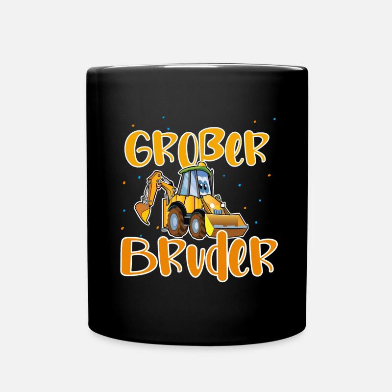 Großer Bruder Bagger - Tasse einfarbig - Schwarz