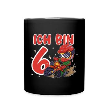 Ich Bin 6 Motocross - Tasse einfarbig - Schwarz - Vorne