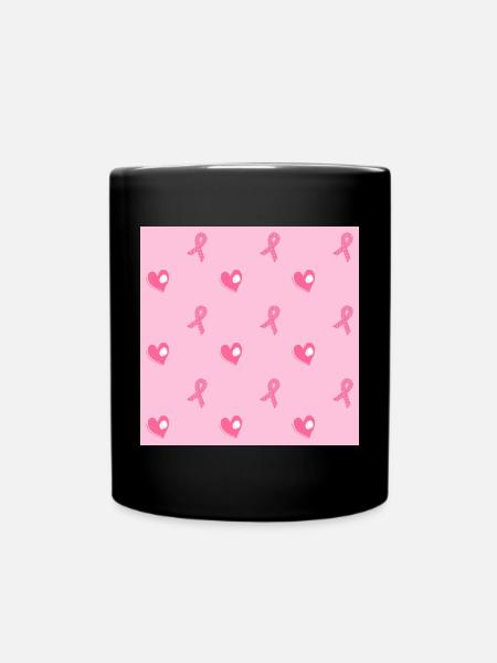 Rosa Herzen und Bänder Muster - Tasse einfarbig - Schwarz