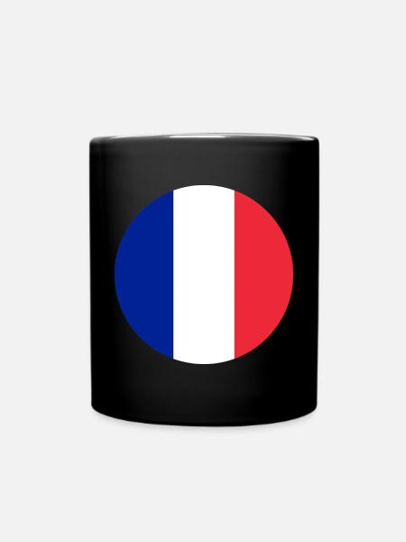 runde Aufkleber Flagge von Frankreich Aufkleber Frankreich - Tasse einfarbig - Schwarz