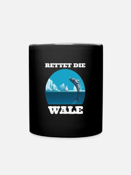 Rettet die Wale Shirt - Tasse einfarbig - Schwarz