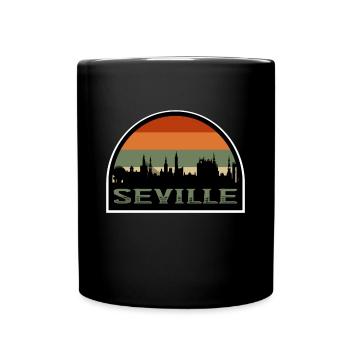 Séville Espagne Skyline Voyage Souvenir Drapeau Espagnol - Mug uni - noir - Devant