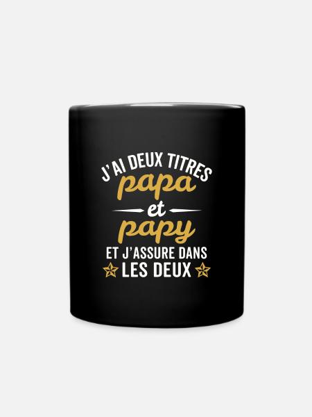 J'ai deux titres papa et papy - Mug uni - noir