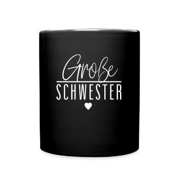 Große Schwester - Tasse einfarbig - Schwarz - Vorne