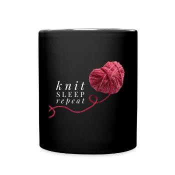 Knit Sleep Repeat rotes Herz Wolle zum Stricken - Tasse einfarbig - Schwarz - Vorne