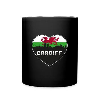 Cardiff Wales Skyline Silhouette Voyage Drapeau Gallois - Mug uni - noir - Devant