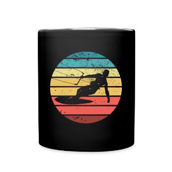 Kitesurfing kite kiting surfing sport silhouette - Full Colour Mug - black - Front