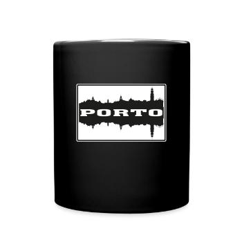 Porto Portugal Travel Souvenir Skyline Silhouette - Full Colour Mug - black - Front