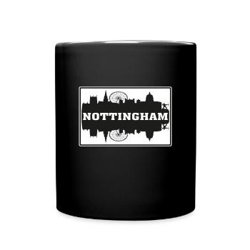 Nottingham England Travel Souvenir Skyline Silhoue - Full Colour Mug - black - Front
