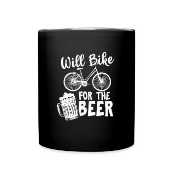 Bier Fahrrad - Tasse einfarbig - Schwarz - Vorne