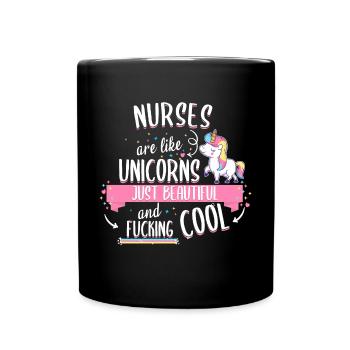 Nurse Nursing Job Work Unicorn Saying Quote - Full Colour Mug - black - Front