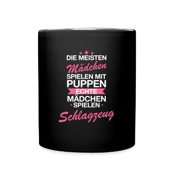Schlagzeugerin Schlagzeug Drums Drummer Spruch - Tasse einfarbig - Schwarz - Vorne