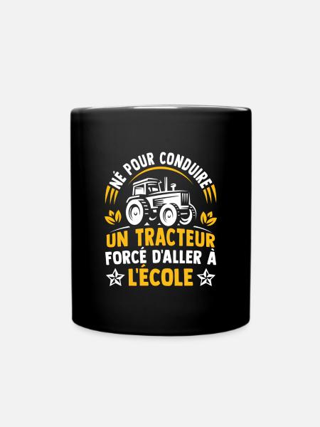 Né pour conduire un tracteur forcé d'aller à l'éco - Mug uni - noir