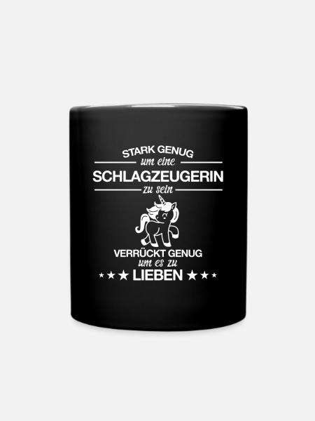 Schlagzeugerin Schlagzeug Drums Einhorn Spruch - Tasse einfarbig - Schwarz