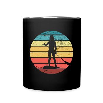 Stand Up Paddling SUP Surfen Paddeln Silhouette - Tasse einfarbig - Schwarz - Vorne