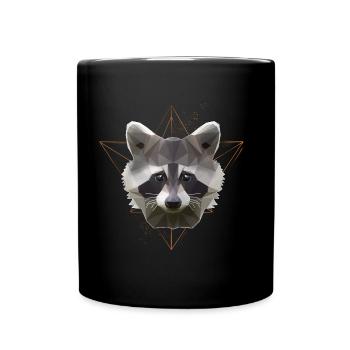 Low Poly Art Raccoon Racoon Cool Polygon - Full Colour Mug - black - Front