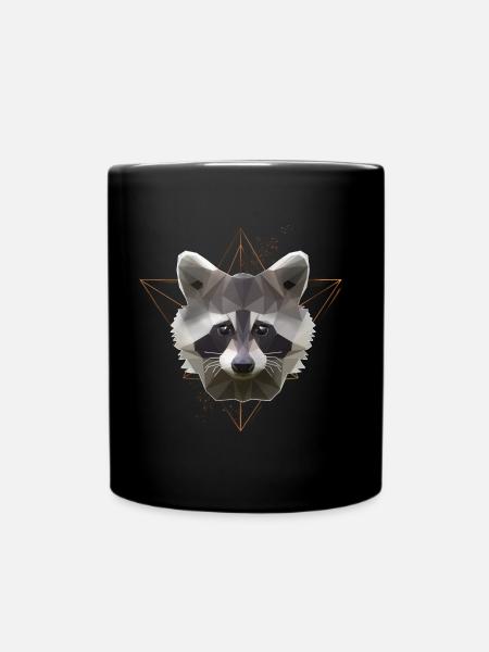 Low Poly Art Raton Racoon Cool Polygon - Mug uni - noir