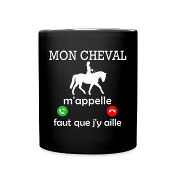mon cheval m appelle - femme humour cavalière - Mug uni - noir - Devant
