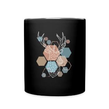 Low Poly Art Deer Triangle Streetwear Esthétique - Mug uni - noir - Devant