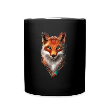 Low Poly Art Fuchs Wildtier Geometrisch Polygon - Tasse einfarbig - Schwarz - Vorne