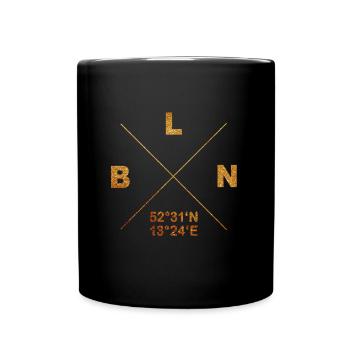 Berlin Coordinates Design BLN Gift Heimat Kiez - Full Colour Mug - black - Front