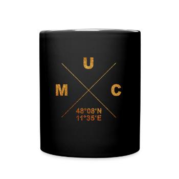 München MUC Koordinaten Geschenk Heimat Bayern - Tasse einfarbig - Schwarz - Vorne