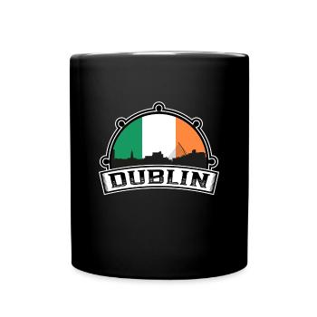 Dublin Irlande Skyline Voyage Souvenir drapeau irlandais - Mug uni - noir - Devant