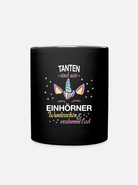 Tante Großtante Tanten Familie Einhorn Spruch - Tasse einfarbig - Schwarz