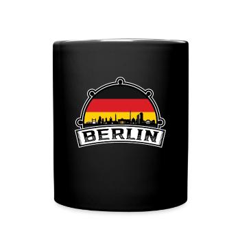Berlin Deutschland Skyline Travel Souvenir Deutsche Flagge - Tasse einfarbig - Schwarz - Vorne