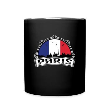 Paris France Skyline Voyage Souvenir Drapeau Français - Mug uni - noir - Devant