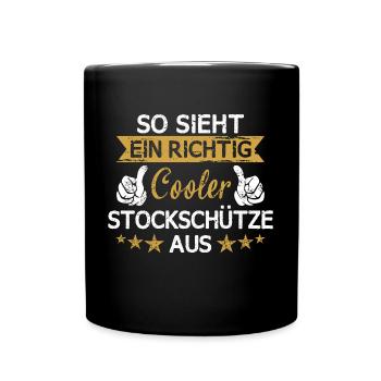 Stockschießen Eisstockschießen Eisstock Spruch - Tasse einfarbig - Schwarz - Vorne
