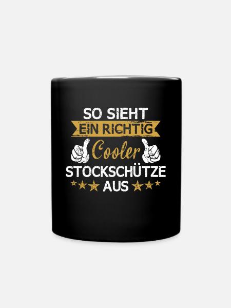 Stockschießen Eisstockschießen Eisstock Spruch - Tasse einfarbig - Schwarz