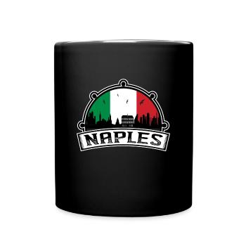 Naples Italy Skyline Travel Souvenir Italian Flag - Full Colour Mug - black - Front