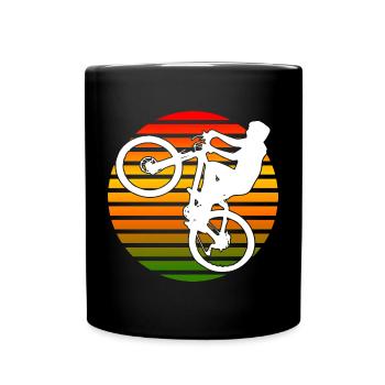 Wheelie Rad radfahren Geschenk - Tasse einfarbig - Schwarz - Vorne