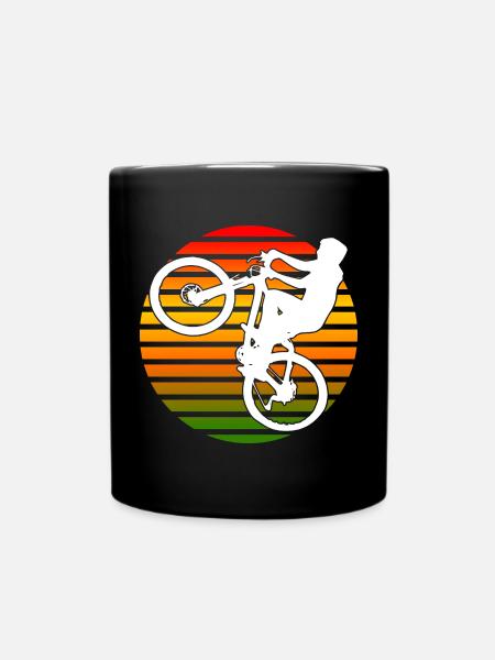 Wheelie wheel cycling gift - Full Colour Mug - black