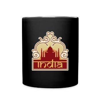 India Travel Souvenir Sticker Indische Flagge Abzeichen - Tasse einfarbig - Schwarz - Vorne