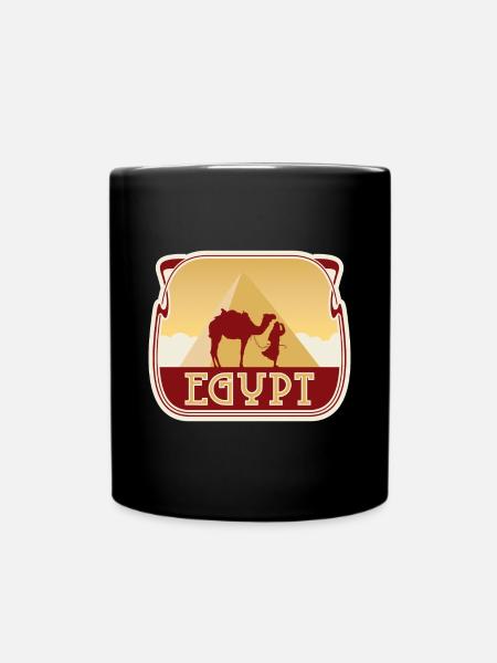 Autocollant souvenir de voyage Egypte Badge drapeau égyptien - Mug uni - noir