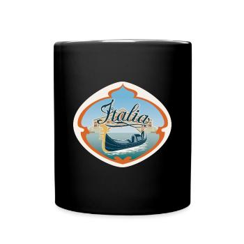 Italien Reise Souvenir Aufkleber Italienische Flagge Abzeichen - Tasse einfarbig - Schwarz - Vorne