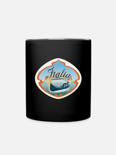 Italie Voyage Souvenir Autocollant Badge Drapeau Italien - Mug uni - noir