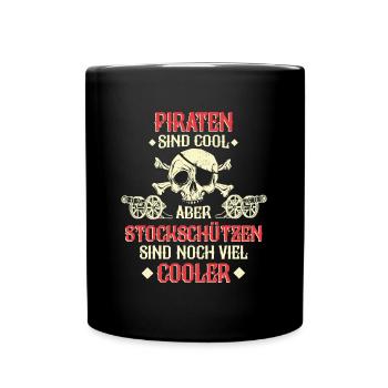 Stockschießen Eisstockschießen Eisstock Spruch - Tasse einfarbig - Schwarz - Vorne