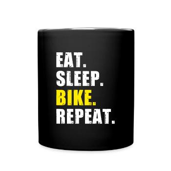 Eat Sleep Bike Wiederholen - Tasse einfarbig - Schwarz - Vorne