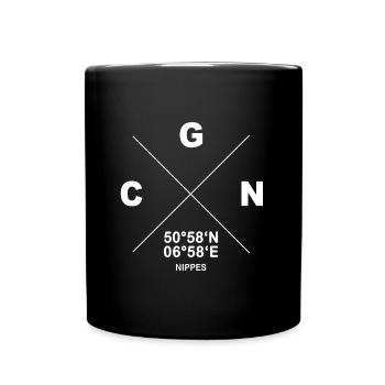 CGN Köln Nippes Veedel Koordinaten Geschenk - Tasse einfarbig - Schwarz - Vorne