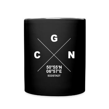 CGN Köln Südstadt Veedel Koordinaten Geschenk - Tasse einfarbig - Schwarz - Vorne